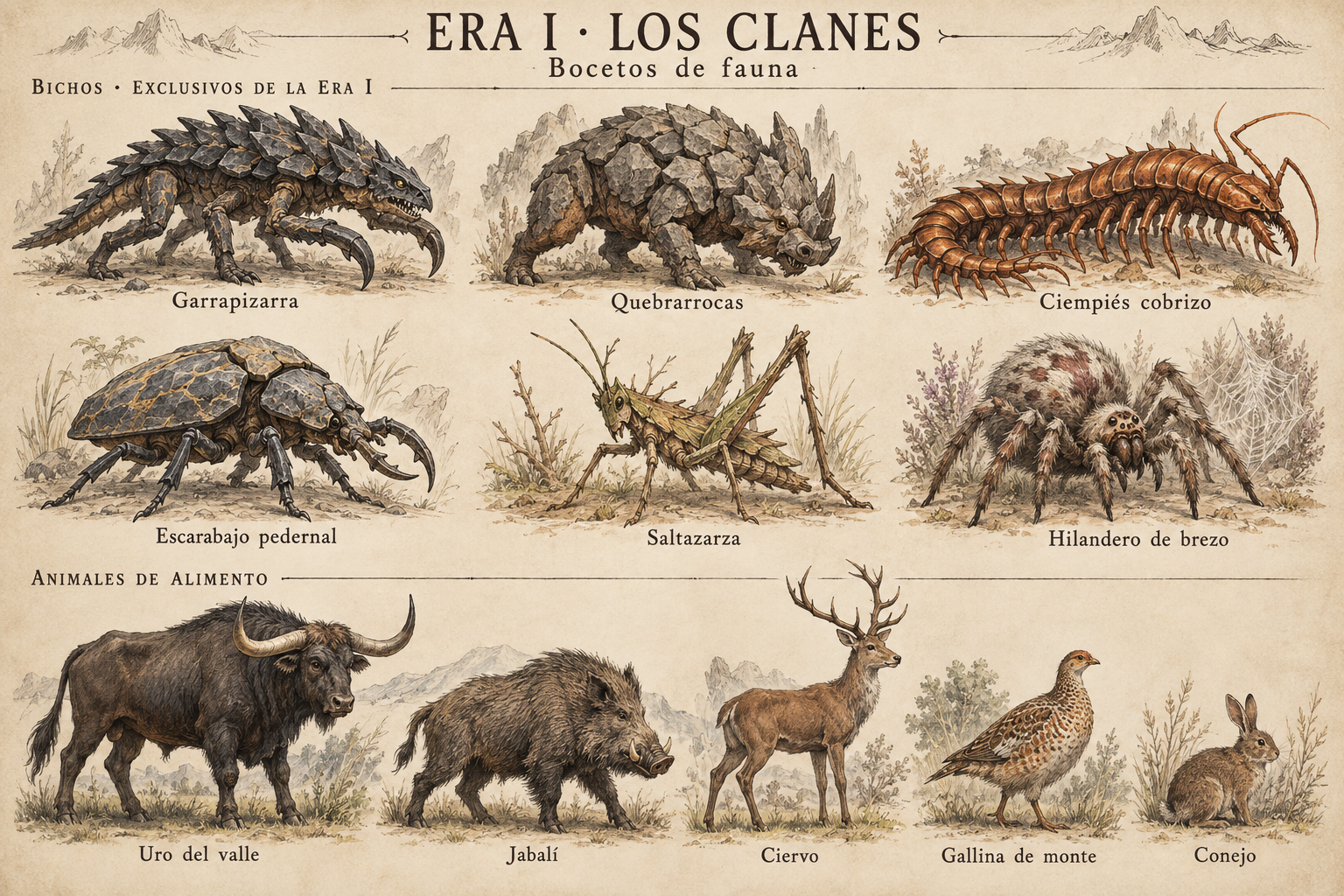 El bestiario de Los Clanes: arte conceptual de Era I