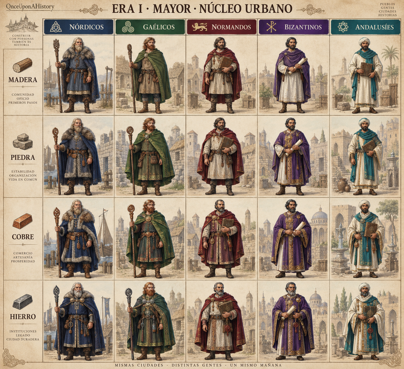 Personajes conceptuales de las cinco culturas